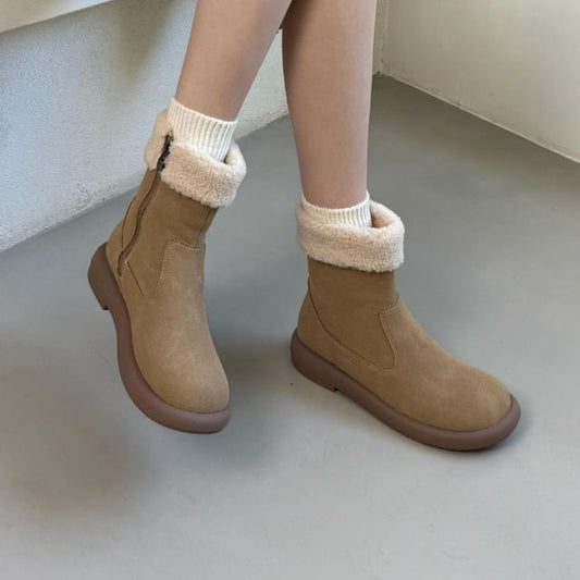 Fleece-Lined Short Snow Boots