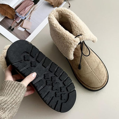 Lace-Up Fleece-Lined Short Snow Boots