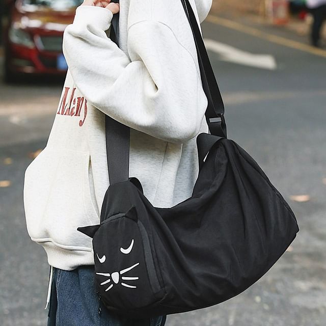 Bag Print Nylon Cat Messenger