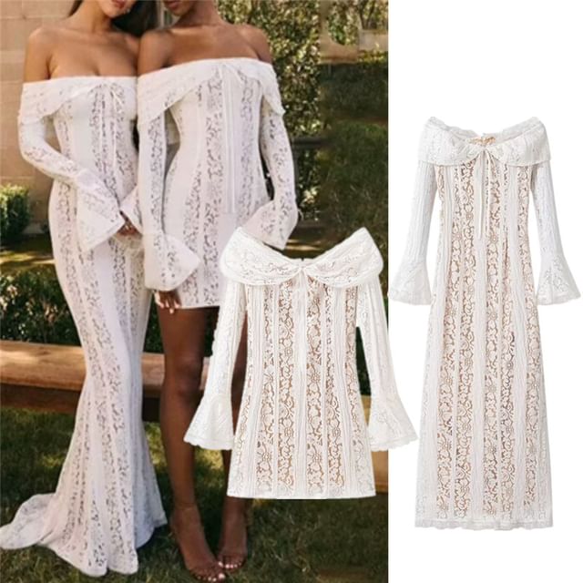 Off / Evening Gown Dress Lace Long Shoulder Sheath Mini The Sleeve Bodycon