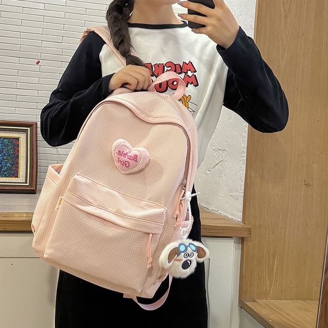 Nylon / Plaid Backpack Brooch Set