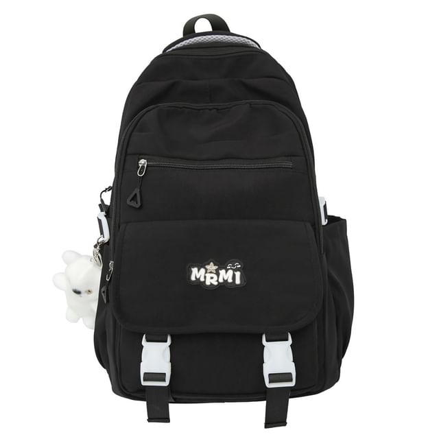 Charm / Nylon Lettering Backpack Buckled Applique Bag Set