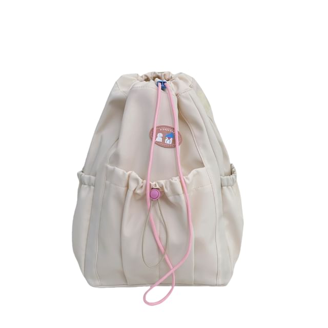 Applique Drawstring Nylon Backpack