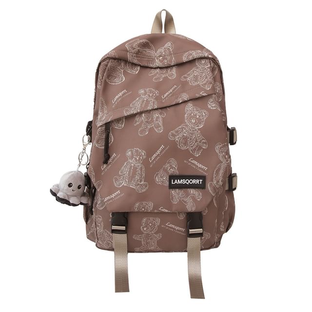 Backpack Bear Nylon Print Buckled