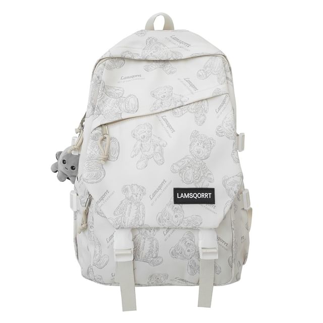 Backpack Bear Nylon Print Buckled