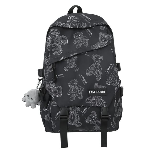 Backpack Bear Nylon Print Buckled