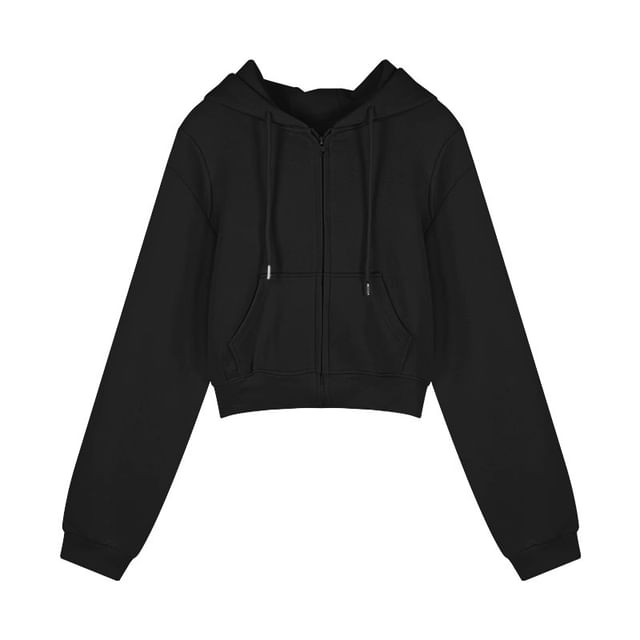 Drawstring Plain Hoodie Rise / Sweatpants Bootcut Tone High Two Zip Crop