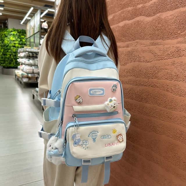 Set Charm Embroidered / Laptop Tote Nylon Backpack Bag