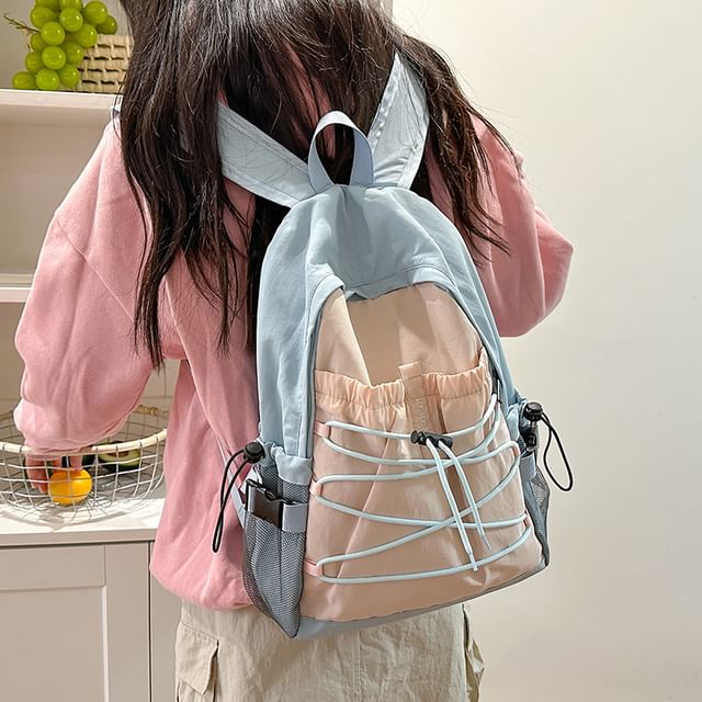 Nylon Block Backpack Color Bag / Charm Set