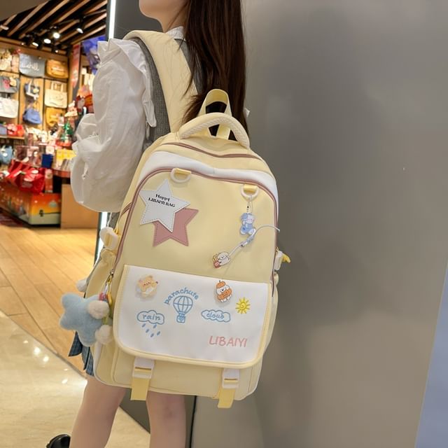 Backpack Laptop / Nylon Charm Star Embroidered Bag Applique Tote Set Badge
