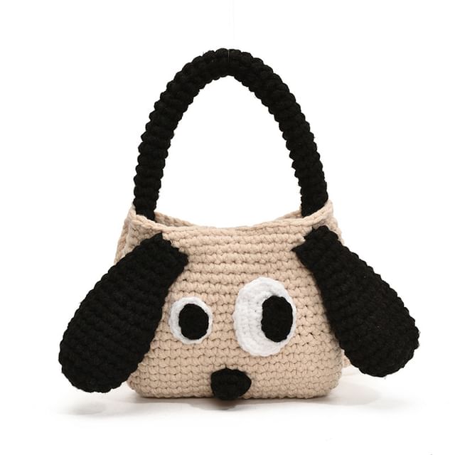 Knit Dog Crossbody Top Bag Handle
