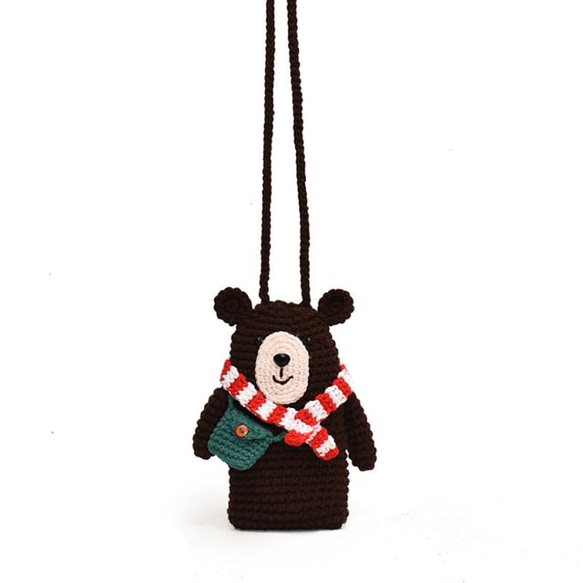 Mobile Crossbody Bag Phone Bear Knit
