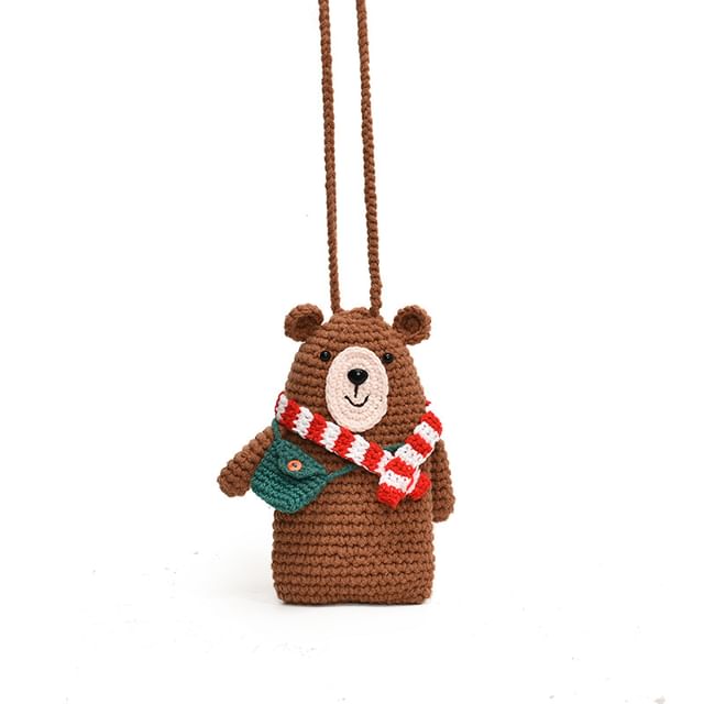 Phone Bear Mobile Bag Knit Crossbody
