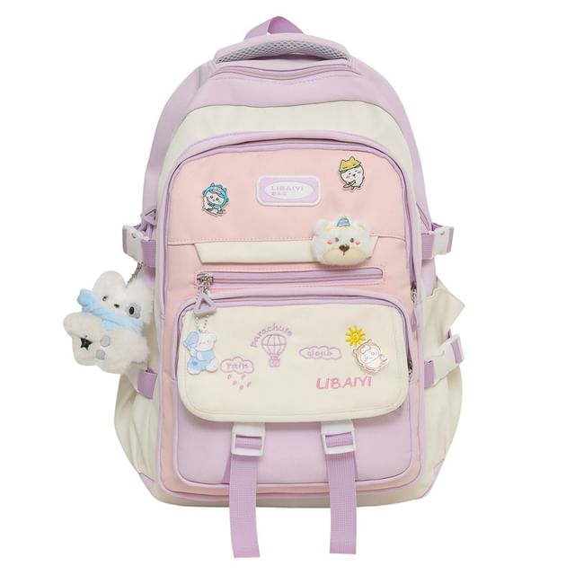 Set Charm Embroidered / Laptop Tote Nylon Backpack Bag