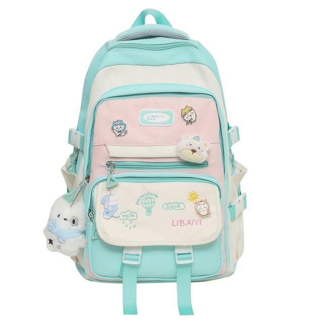 Set Charm Embroidered / Laptop Tote Nylon Backpack Bag
