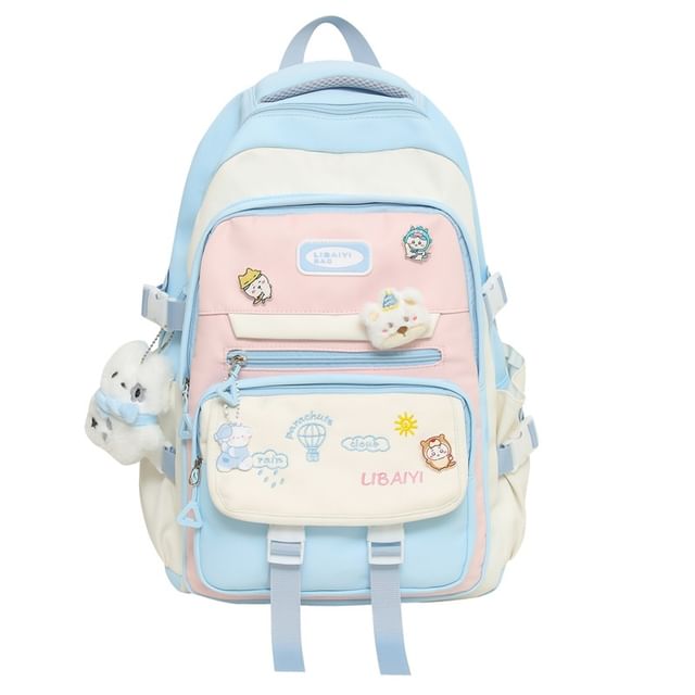 Set Charm Embroidered / Laptop Tote Nylon Backpack Bag
