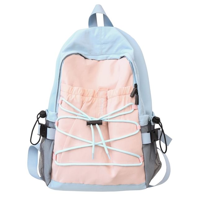 Nylon Block Backpack Color Bag / Charm Set