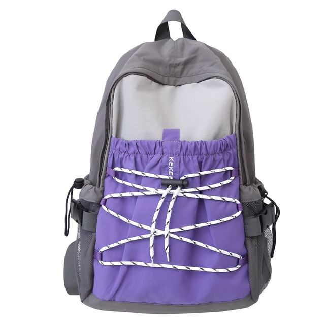 Nylon Block Backpack Color Bag / Charm Set