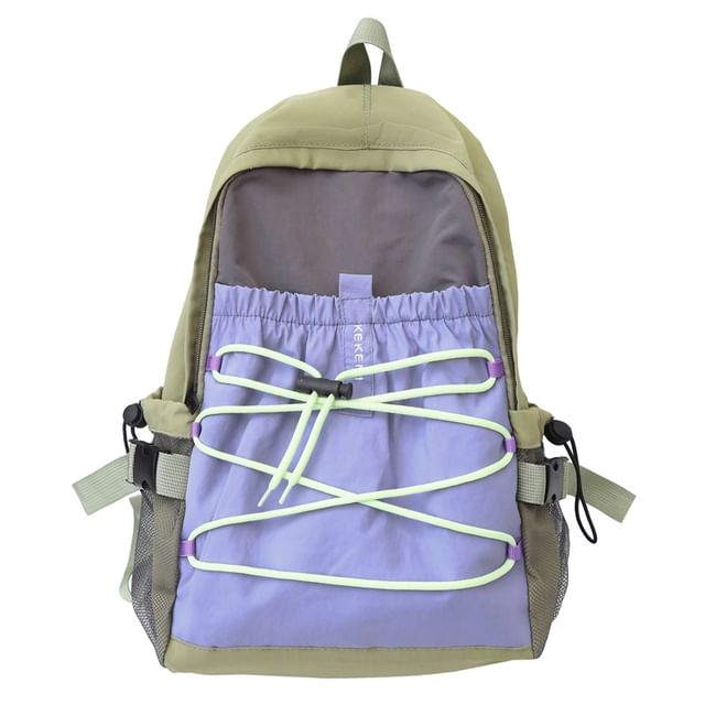 Nylon Block Backpack Color Bag / Charm Set