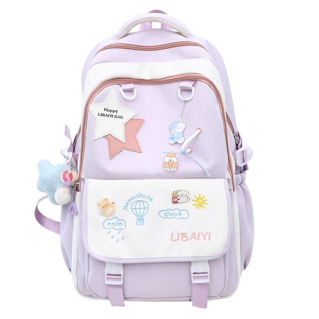 Backpack Laptop / Nylon Charm Star Embroidered Bag Applique Tote Set Badge