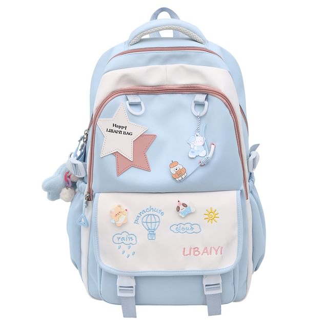 Backpack Laptop / Nylon Charm Star Embroidered Bag Applique Tote Set Badge