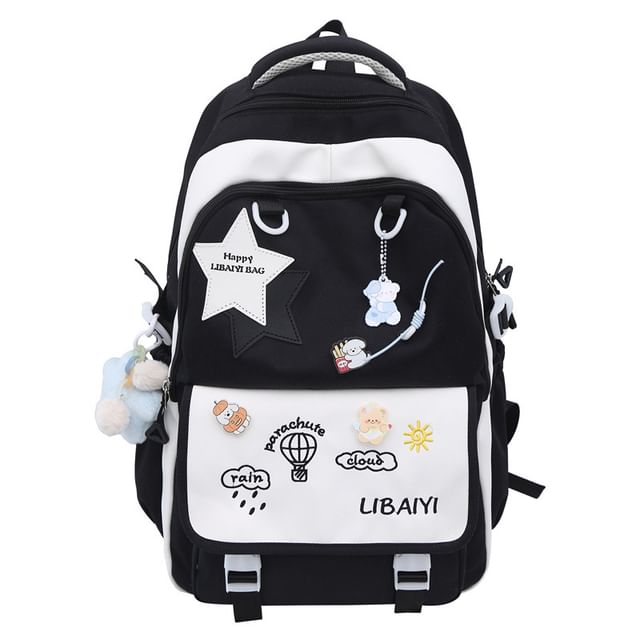 Backpack Laptop / Nylon Charm Star Embroidered Bag Applique Tote Set Badge