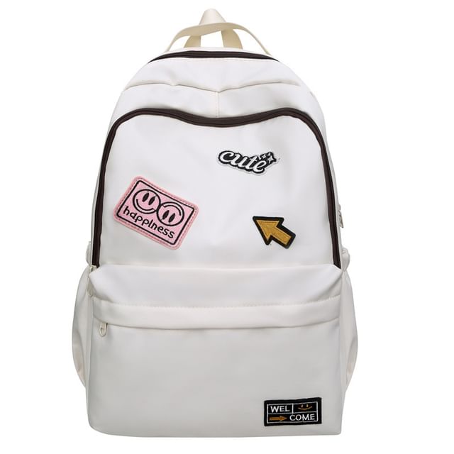 Lettering Nylon Laptop Backpack Applique