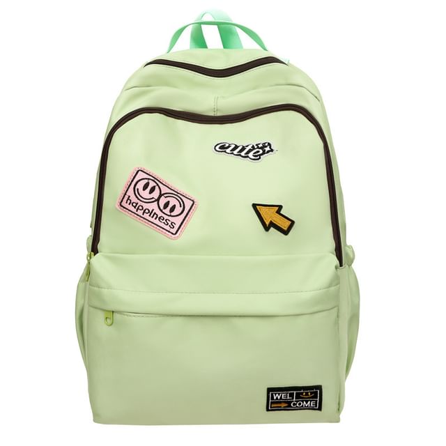 Lettering Nylon Laptop Backpack Applique