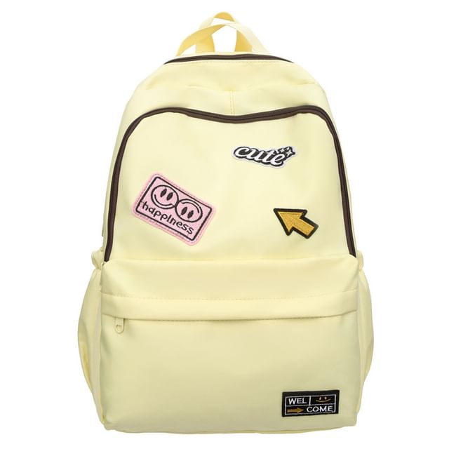 Lettering Nylon Laptop Backpack Applique