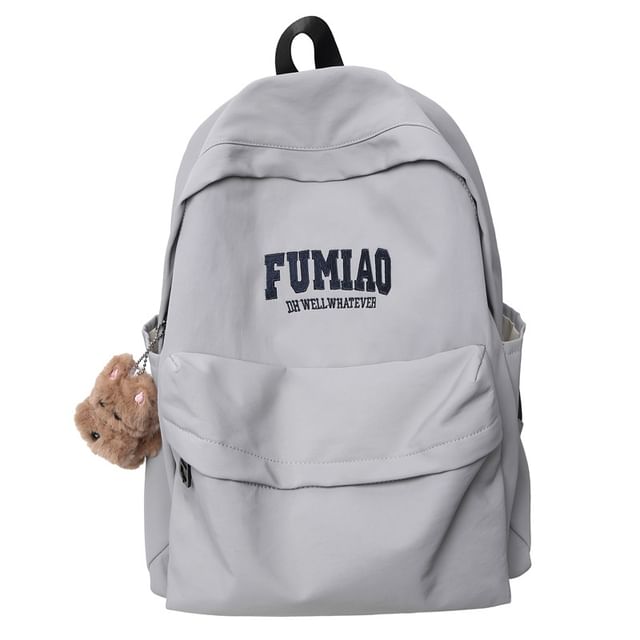 Lettering Embroidered Laptop Nylon Charm Bag Set Backpack /