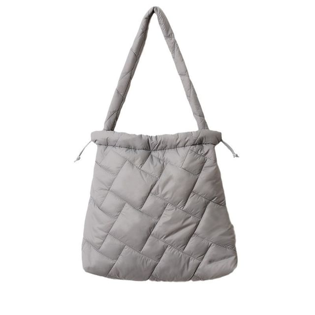Quilted Bag Tote Plain Drawstring