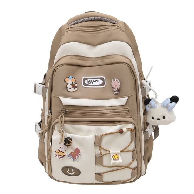 Two Bag Set Badge Backpack Laptop Nylon Applique Tone / Charm