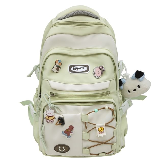 Two Bag Set Badge Backpack Laptop Nylon Applique Tone / Charm