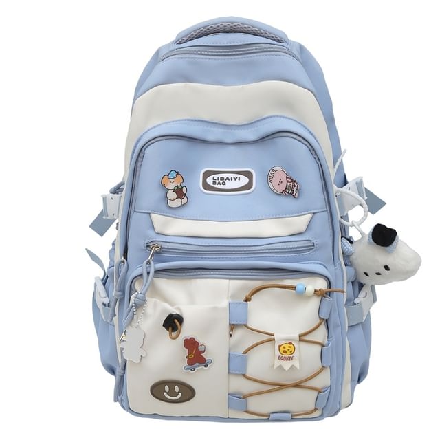 Two Bag Set Badge Backpack Laptop Nylon Applique Tone / Charm
