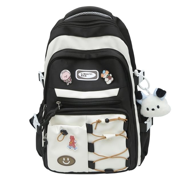 Two Bag Set Badge Backpack Laptop Nylon Applique Tone / Charm