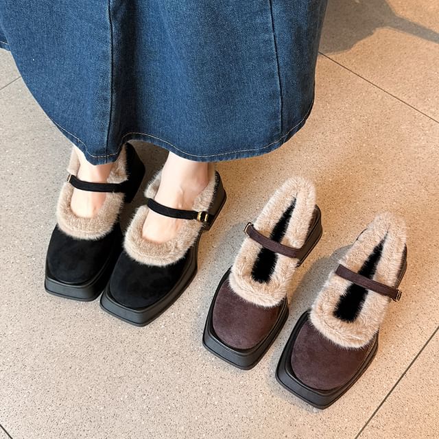 Square-Toe Heel Chunky Mary Shoes Jane Platform