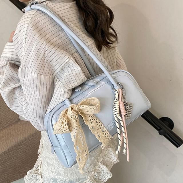 Faux Bowler Bag Leather Lettering