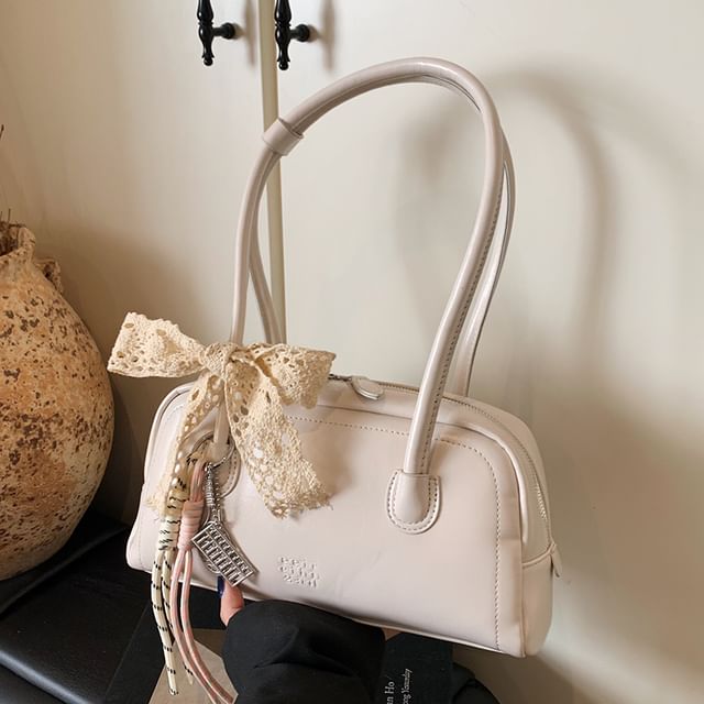 Faux Bowler Bag Leather Lettering