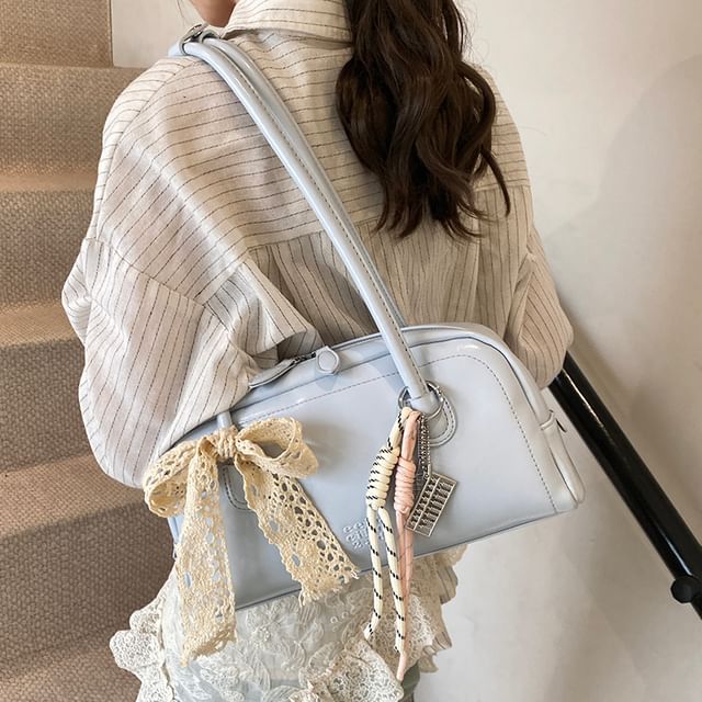 Faux Bowler Bag Leather Lettering