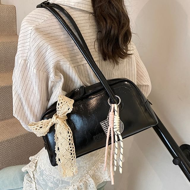 Faux Bowler Bag Leather Lettering