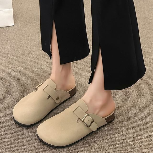 Plain Mules Platform Buckled