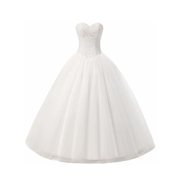 Plain Sequin Panel Mesh A-Line Tube Wedding Gown