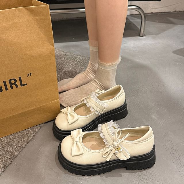 Frill Bow Platform Mary Jane Shoes