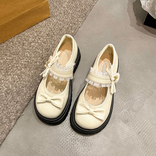 Frill Bow Platform Mary Jane Shoes