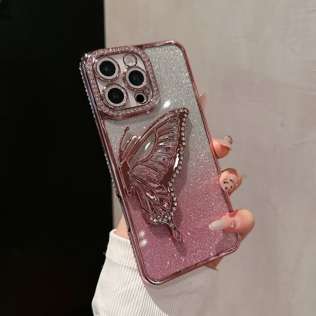 Stand Embellished Butterfly Phone Case