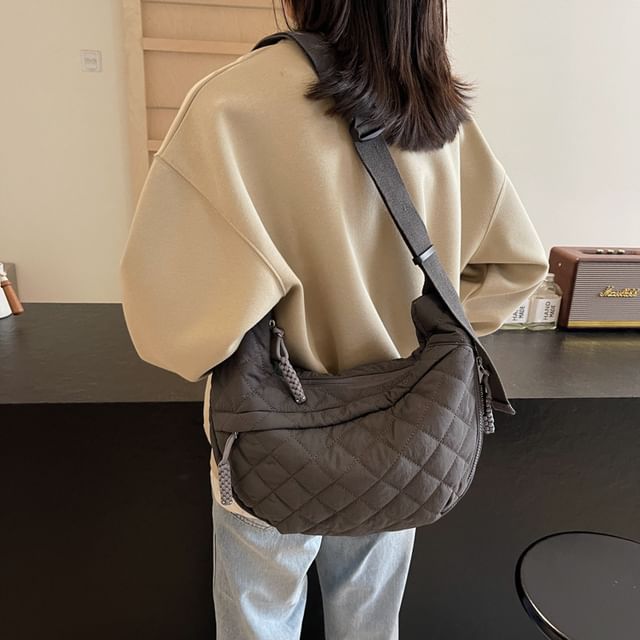 Plain Zip Bag Nylon Quilted Crossbody