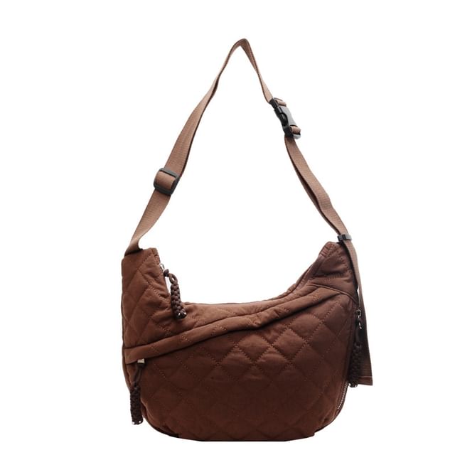 Plain Zip Bag Nylon Quilted Crossbody