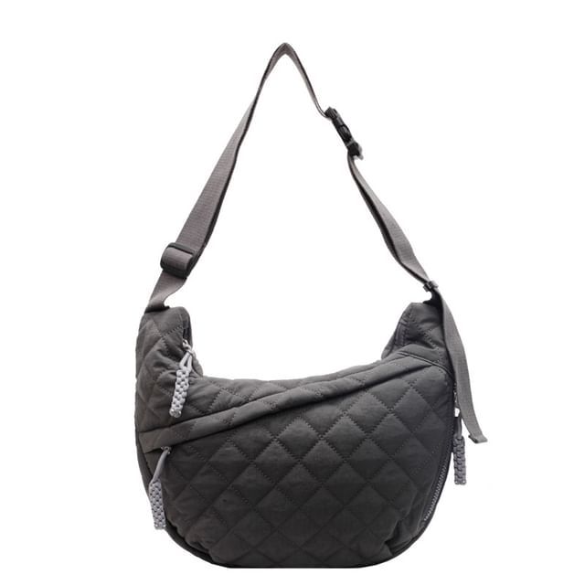 Plain Zip Bag Nylon Quilted Crossbody
