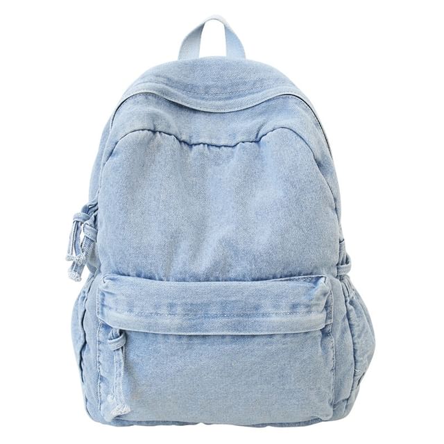 Washed Backpack Zip Denim