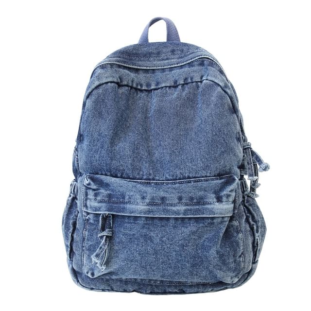 Washed Backpack Zip Denim